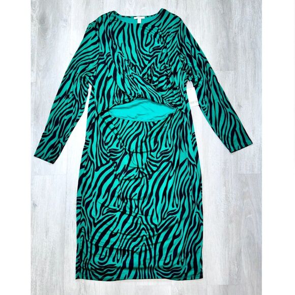 Bar Ill Women's Plus Size Green Cut Out Front Twist Long Sleeve Bodycon Dress 3X - Picture 2 of 5